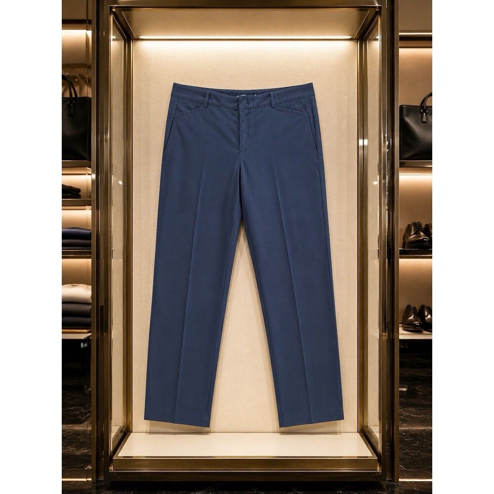 DOCKERS Easy Khaki Navy Blue Straight Fit Cotton Flat Front Chino Pant 14M